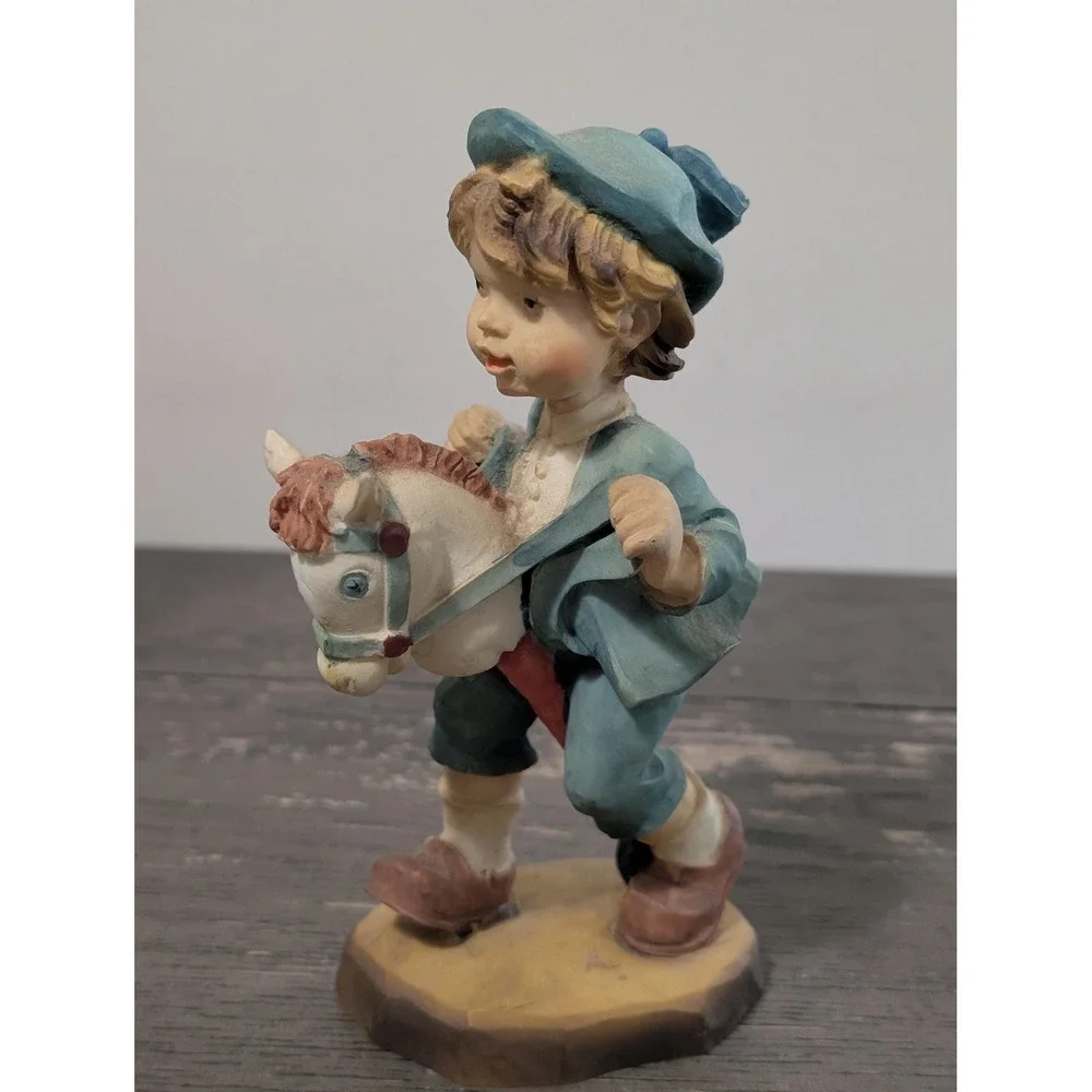 Vintage giddy up 6.5 inch resin boy on toy horse
